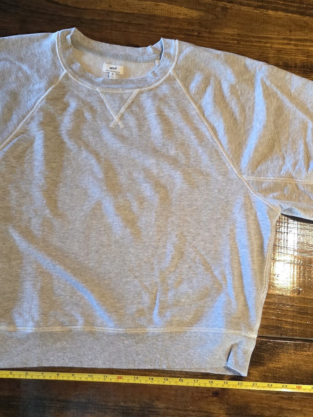 AERIE Heather Gray Crewneck Sweatshirt Top - 3/4 Sleeve - XL
